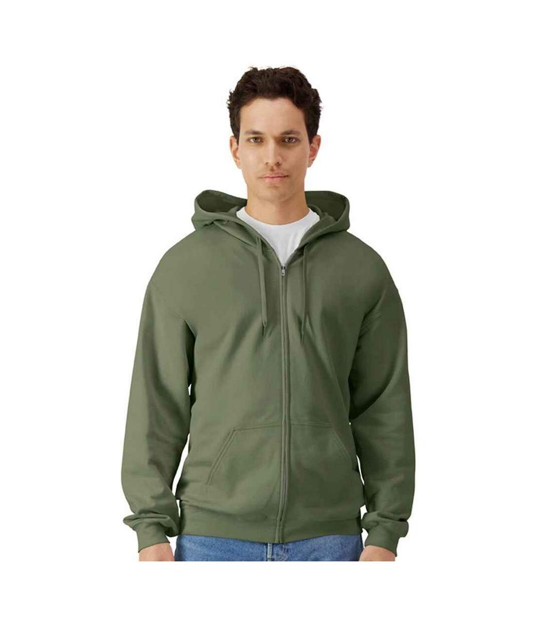 Veste à capuche homme vert kaki Gildan-1