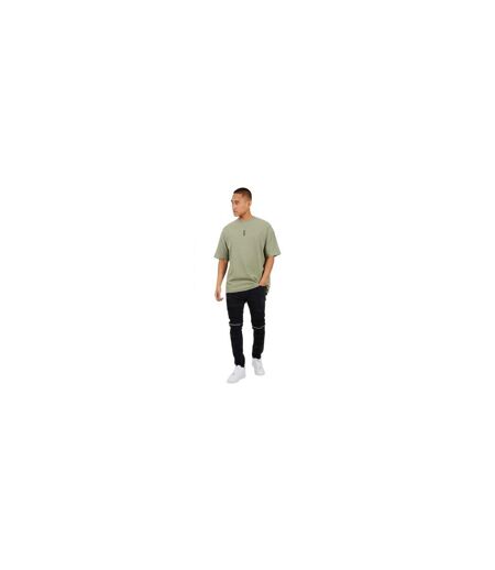 Mens Biker Stitched Skinny Jeans Black Brave Soul