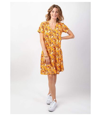 Robe courte été fleurie MAJA coupe ample jaune Coton Du Monde