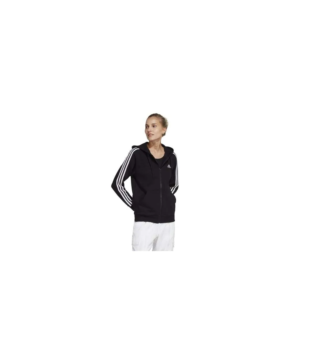Veste À Capuche Motif/style 3 Rayures Femme Noir Blanc Adidas-1