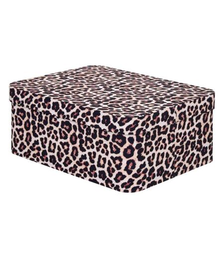 Lot de 4 Boîtes Déco Léopard Polybox 39cm Marron