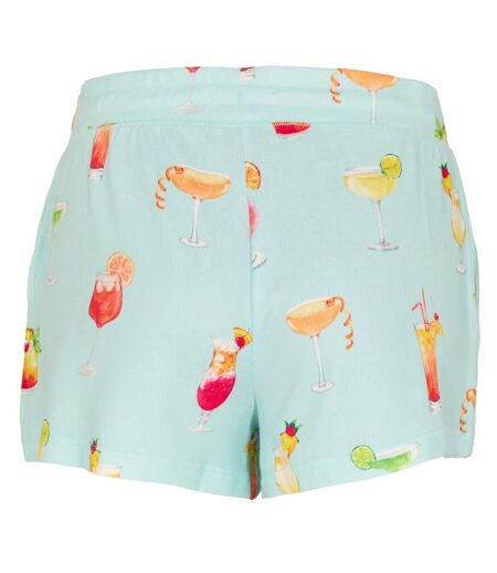 Womens/ladies Let´s Drink About It Jersey Relaxed Fit Lounge Shorts Aqua Multicoloured PJ Salvage