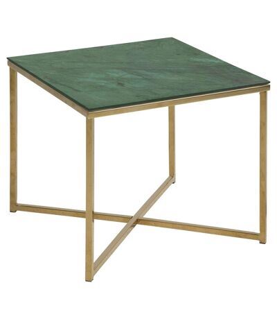 Table d’appoint carré en verre et métal - Vert