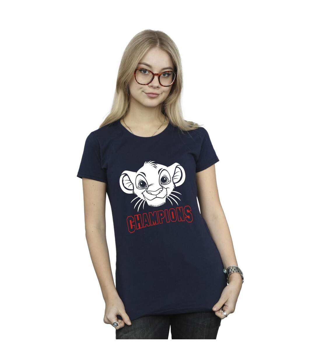 Disney Femmes/Les femmes Le Roi Lion Simba Face Champion Cotton T-Shirt (Bleu marine) - UTBI25242-2