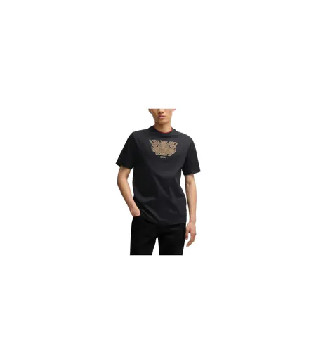 Mens Embroidered Logo Crew Neck T-shirt Black Boss