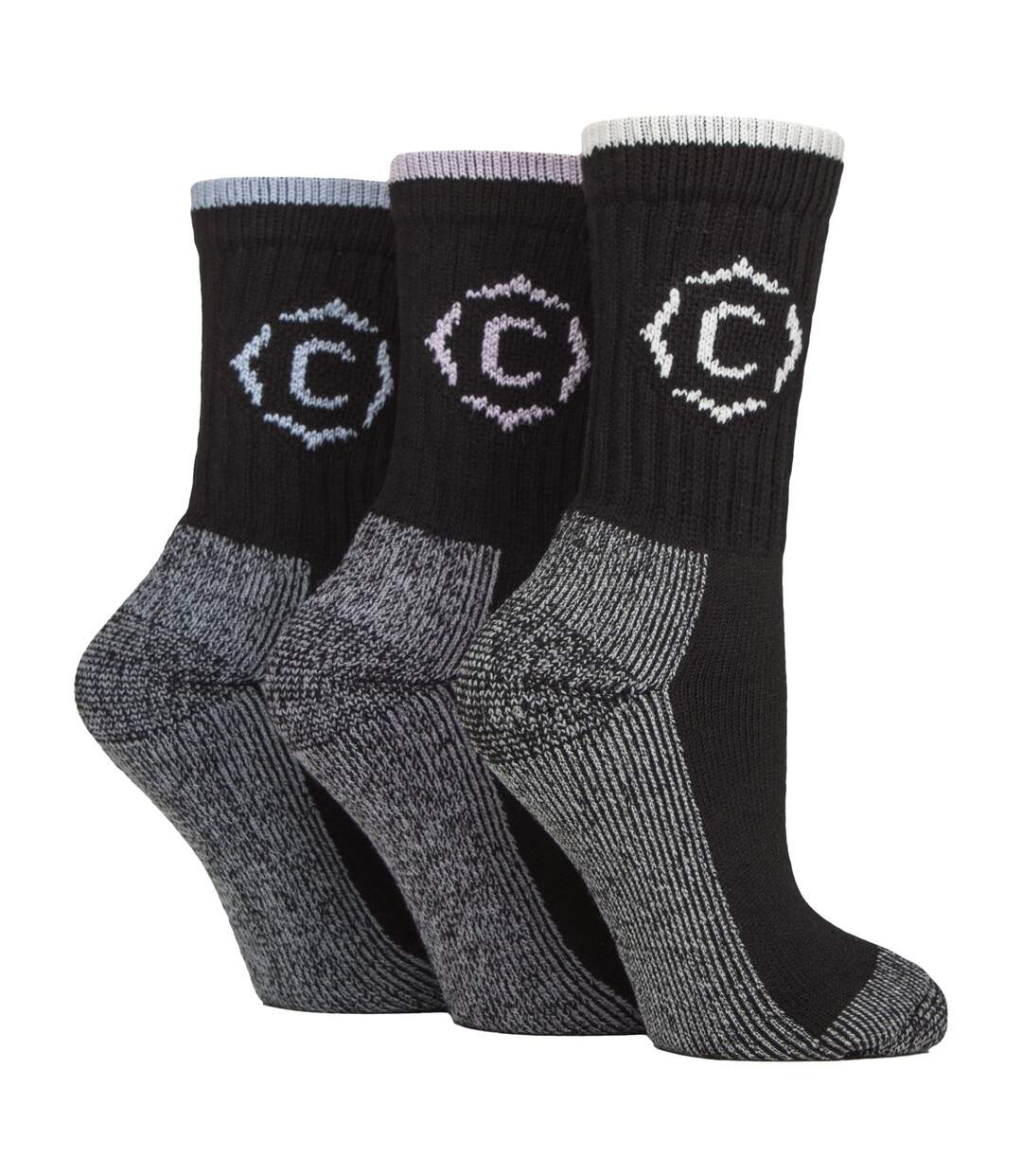 3 Pairs Ladies Heavy Duty Cushioned Hiking Socks with Reinforced Heel & Toe-1