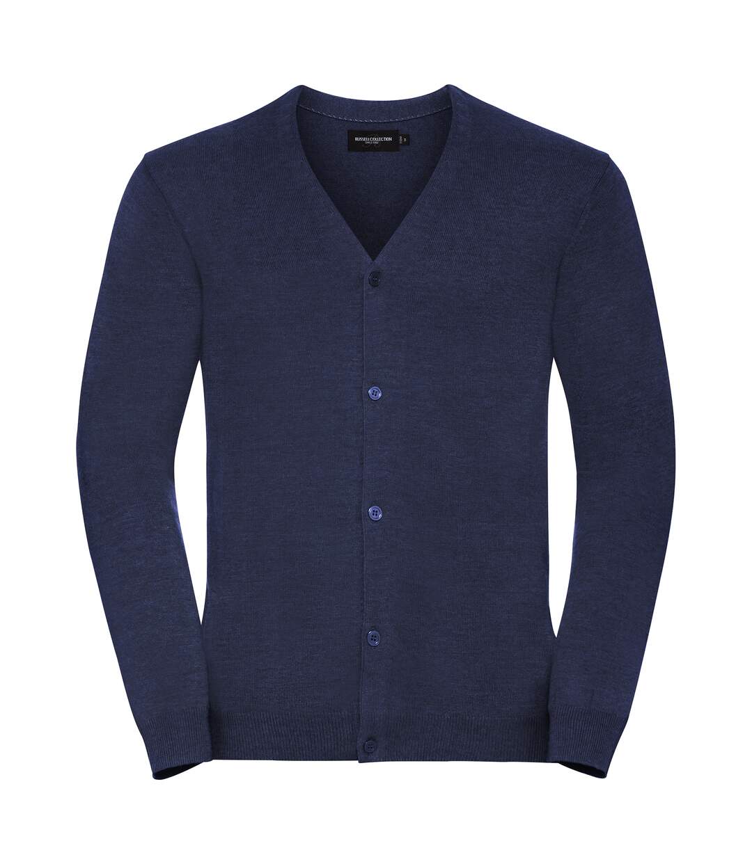Russell Collection Mens V-neck Knitted Cardigan (Denim Marl)