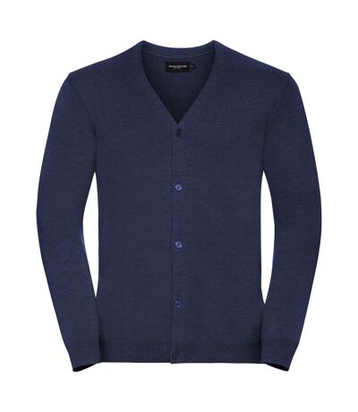 Russell Collection Mens V-neck Knitted Cardigan (Denim Marl) - UTRW6077