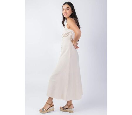 Robe longue coupe cintrée SERAPHINE beige Coton Du Monde