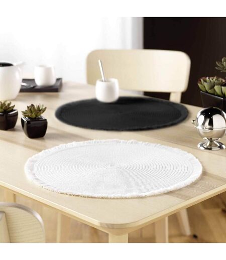 Set de Table Rond avec Franges Falbala 38cm Blanc