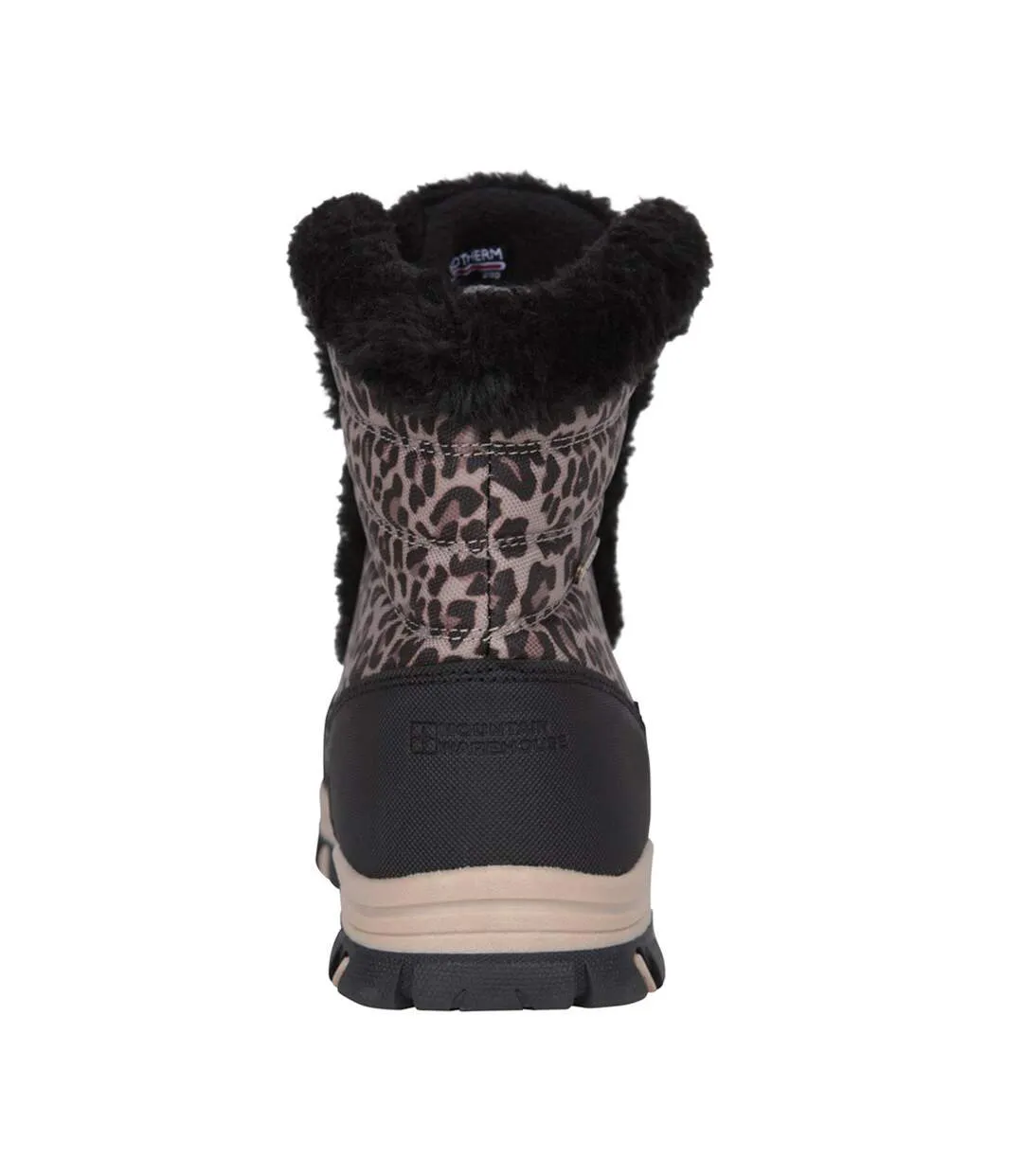 Womens/ladies Ohio Leopard Print Thermal Snow Boots Black Mountain Warehouse-2