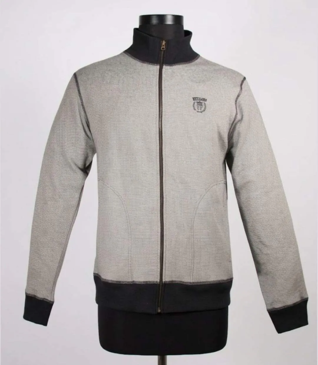AXXANO AH1157M — Sweat col montant bleu marine : l'élégance texturée 100% coton-3