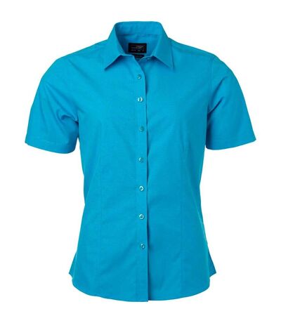 chemise popeline manches courtes - JN679 - femme - bleu turquoise
