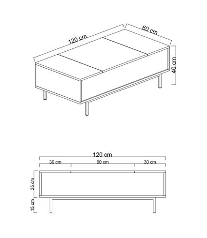 Table basse en aggloméré blanc et anthracite Force