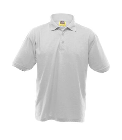 UCC 50/50 Mens Heavyweight Plain Pique Short Sleeve Polo Shirt (White) - UTBC1195