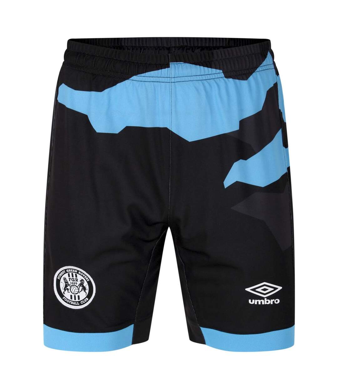 Mens 23/24 Forest Green Rovers Fc Third Shorts Black Sky Blue White Umbro-1