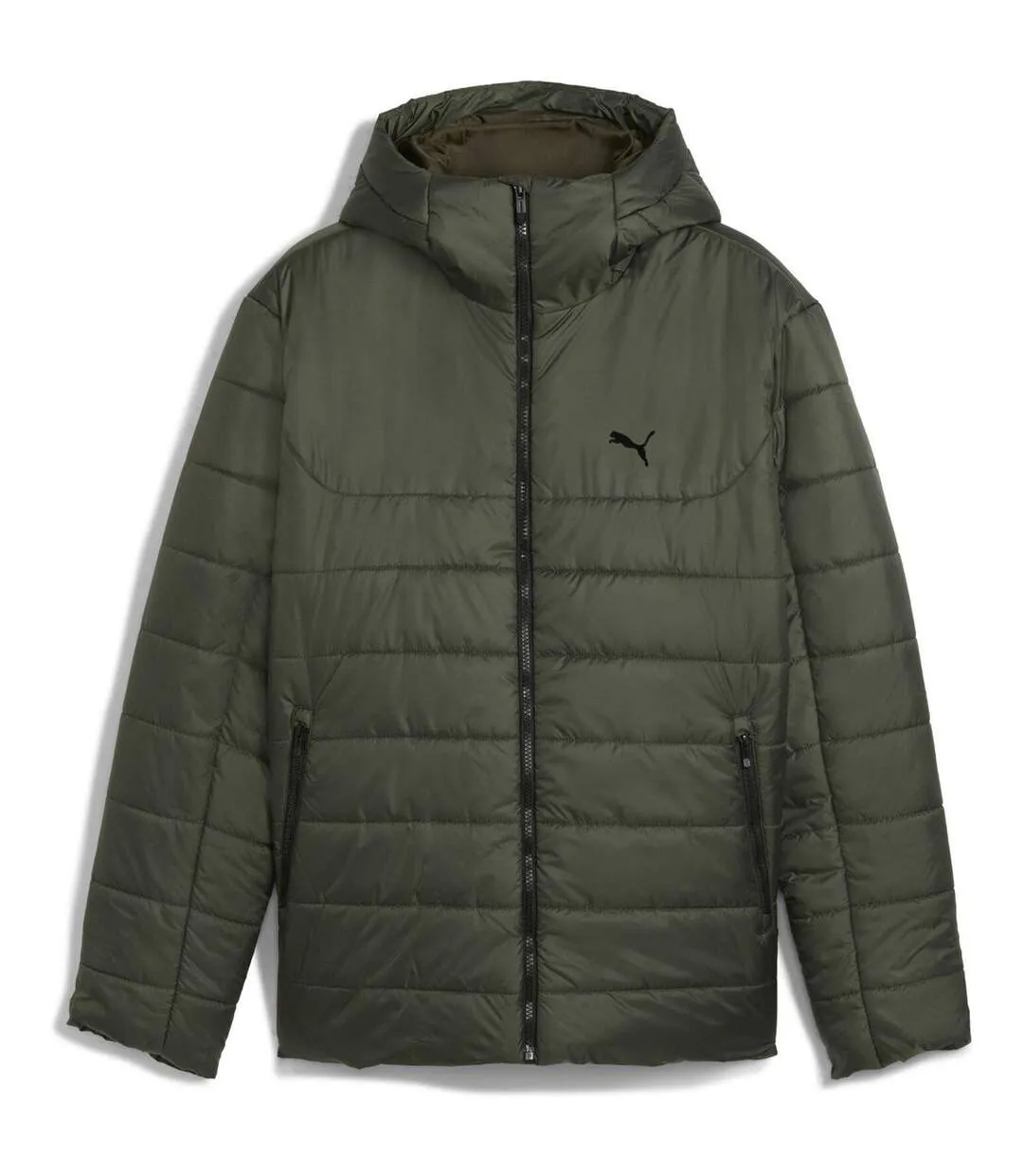 Mens Essentials Insulated Hooded Jacket Dark Olive Puma-1