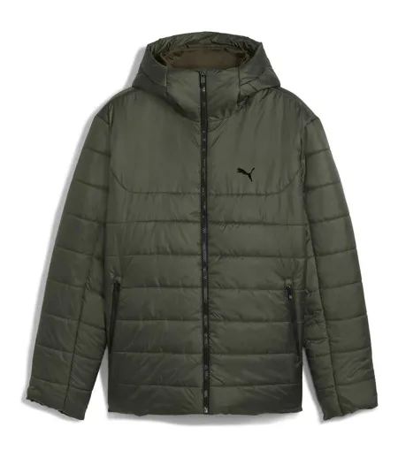 Mens Essentials Insulated Hooded Jacket Dark Olive Puma