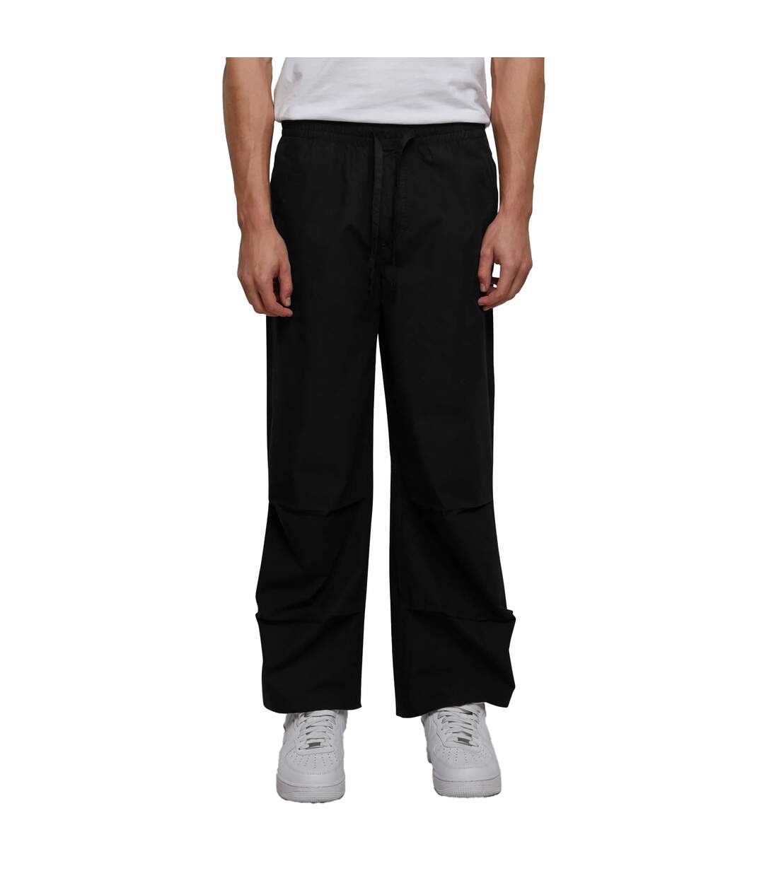 Mens Poplin Wide Trousers Black Urban Classics-1