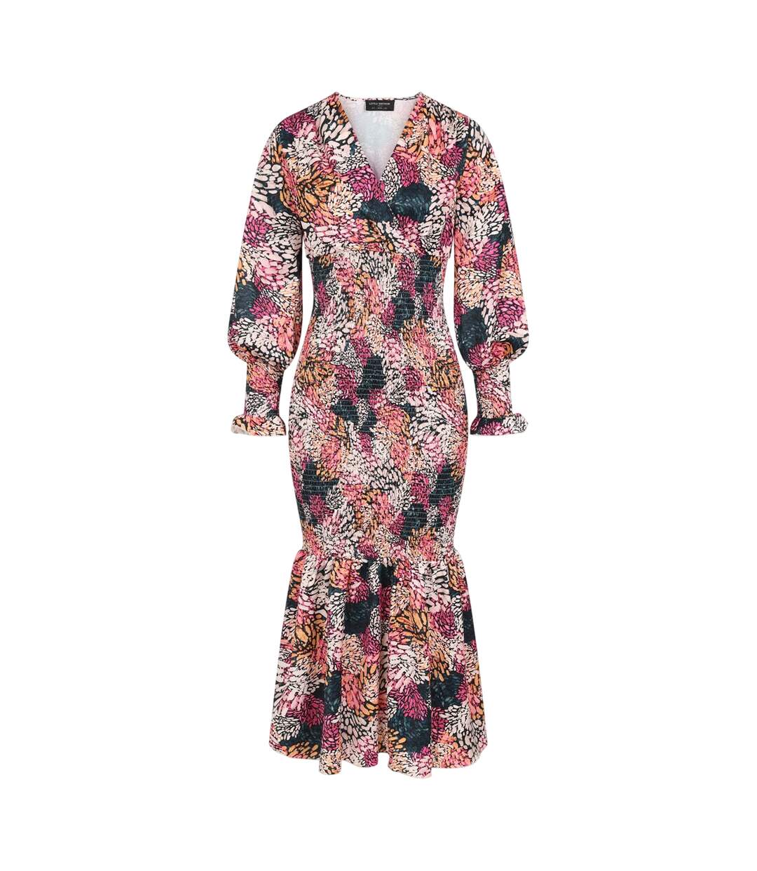 Womens/ladies Floral V Neck Maxi Dress Multicoloured Print Little Mistress-2
