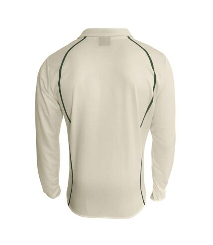 Surridge Mens/Youth Premier Sports Long Sleeve Polo Shirt (Cream/Green) - UTRW1496