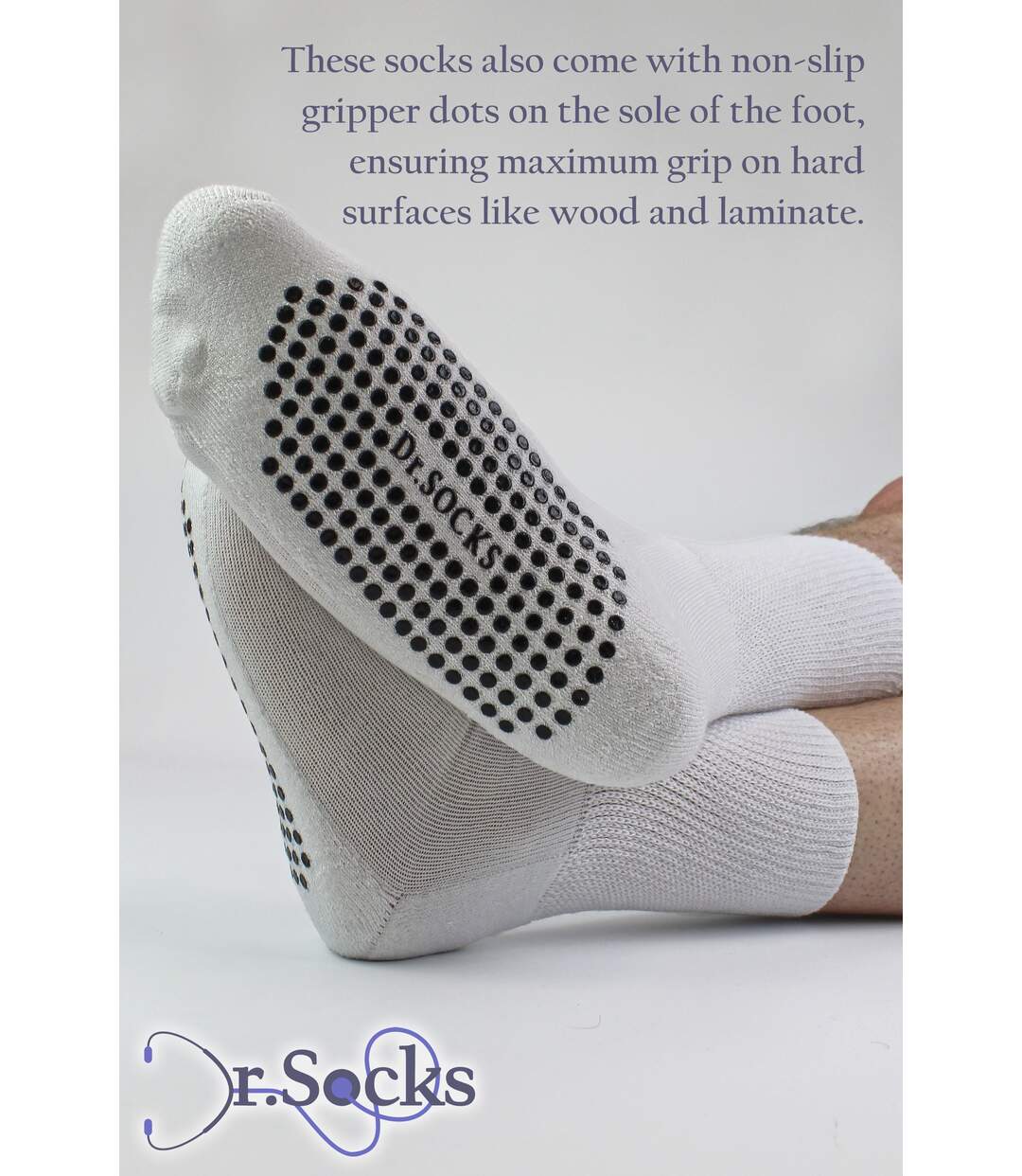 4 Paires Chaussettes Diabétiques Antidérapantes, Chaussettes Bambou Extra Large-3