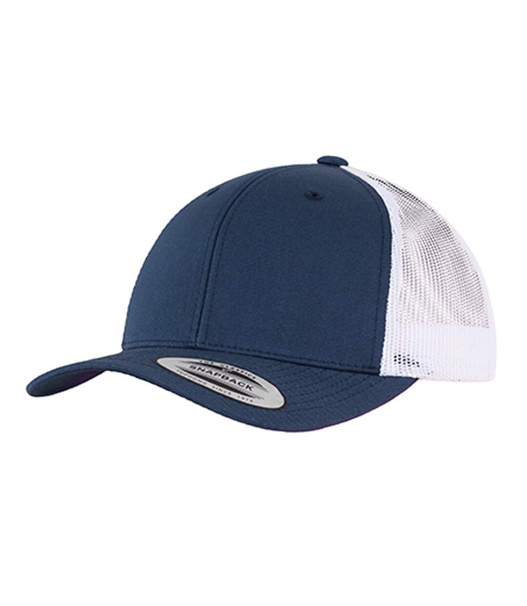 Casquette Trucker Motif/style Rétro Bleu Marine Blanc Flexfit-1