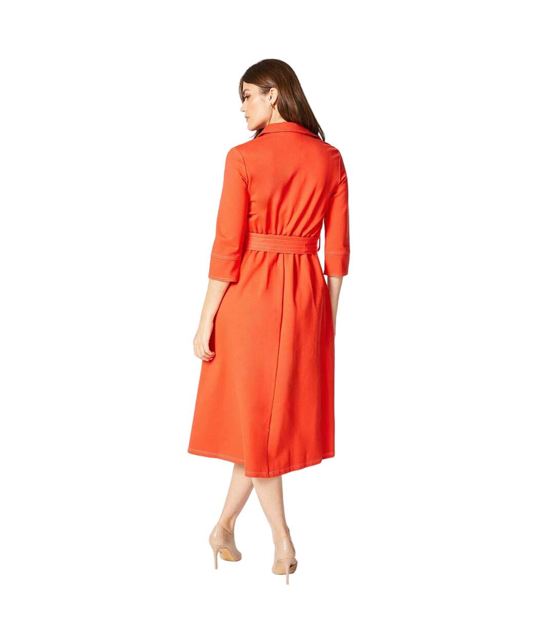 Robe mi-longue femme rouille Principles-2