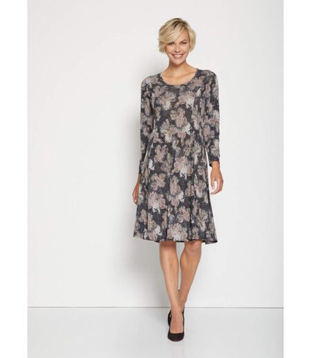 Robe courte évasée maille chaude fleurie
