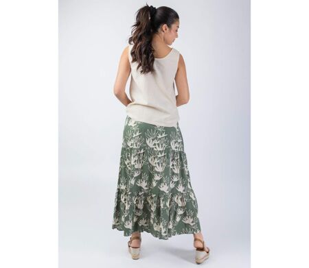 Jupe longue femme CHERRY imprimé fleur de lotus Coton Du Monde