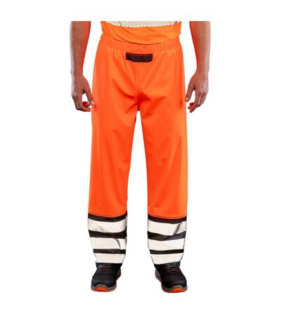Mens prism hi-vis heavy duty trousers fluorescent orange/black Result Genuine Recycled