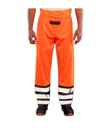 Mens prism hi-vis heavy duty trousers fluorescent orange/black Result Genuine Recycled