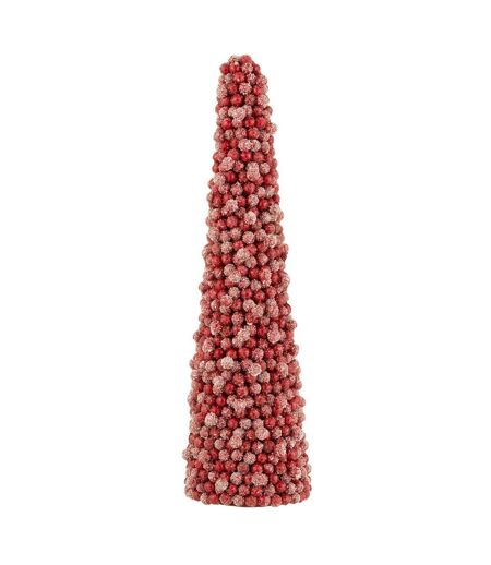 Cône de Noël Déco Baies 61cm Rouge