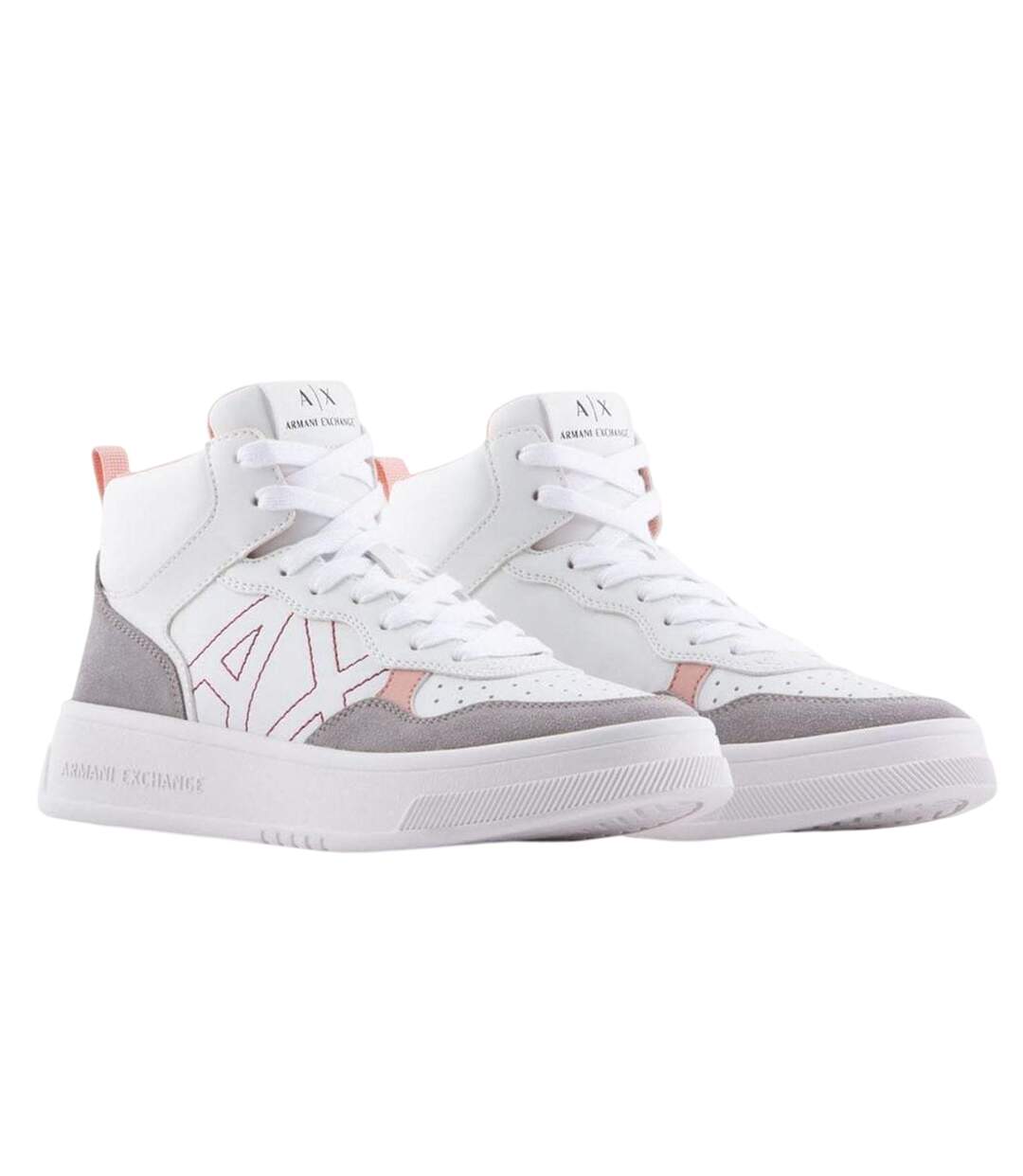 Baskets Montantes Motif/style Blocs De Couleurs Femme Blanc Rose Armani Exchange-4