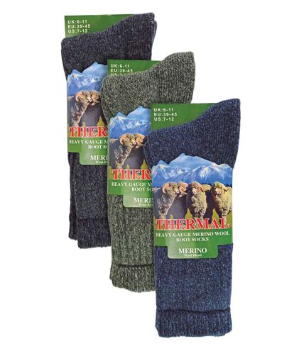 Sock Snob - 3 Pairs Mens Thick Merino Wool Socks