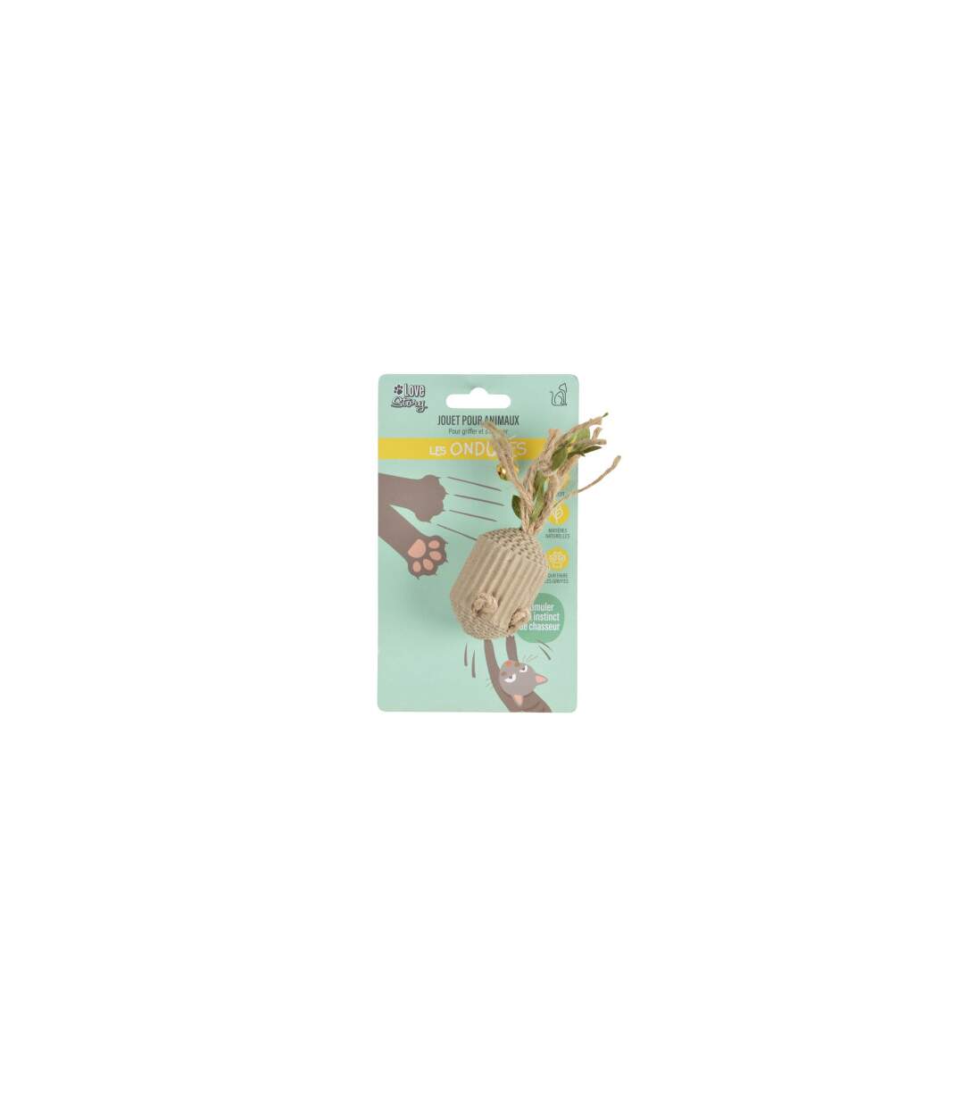 Jouet pour Chat Souris & Ficelles 12cm Naturel-2