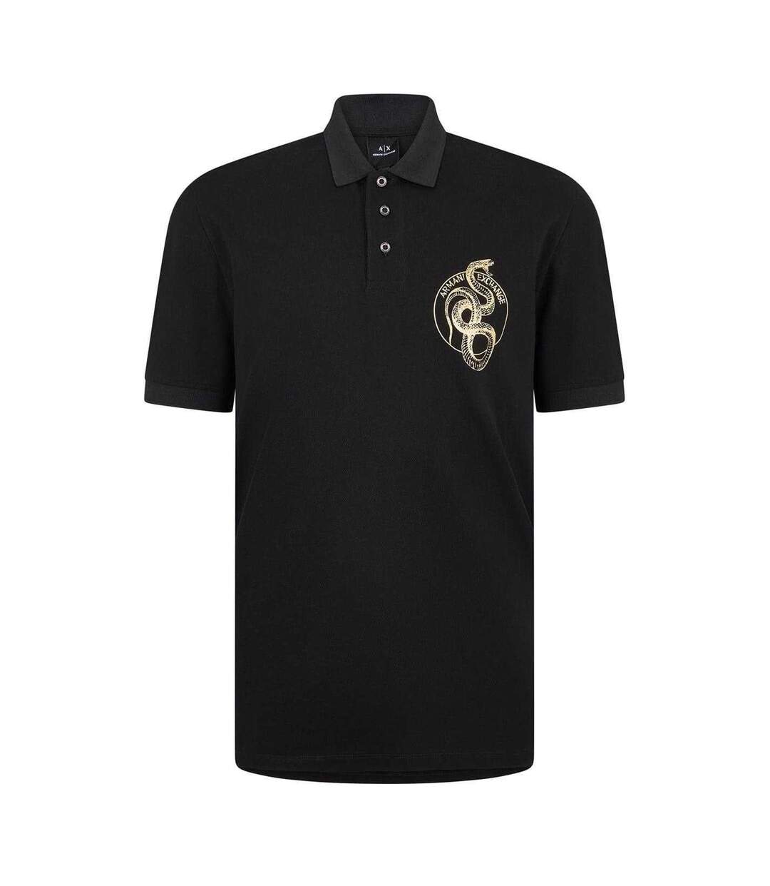 Mens Snake Polo Shirt Black Armani Exchange-1