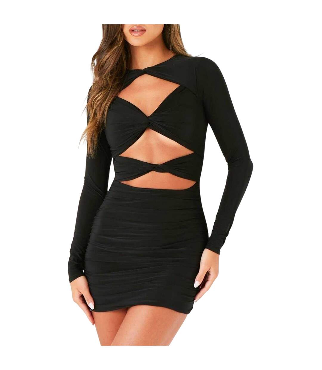 Robe Courte Motif/style Découpé Slinky Femme Noir Missy Empire-4