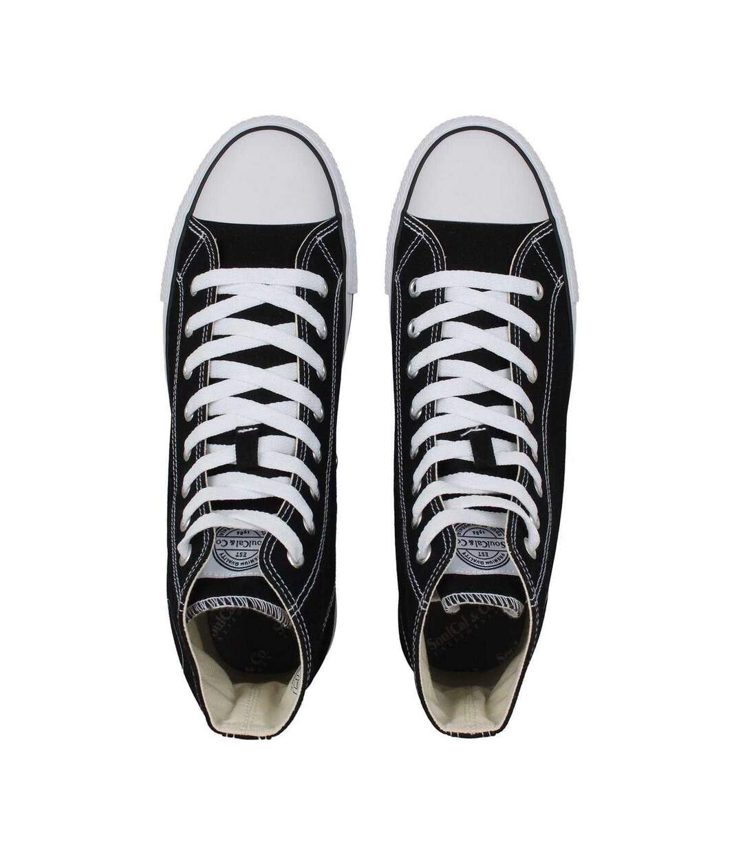 Mens Logo Canvas High Top Trainers Black White SoulCal-4