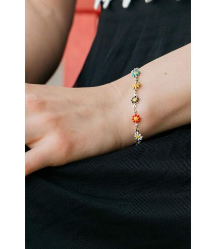 Colourful Rainbow Sun Flower Charm Indie Daisy Floral Summer Boho Bracelet