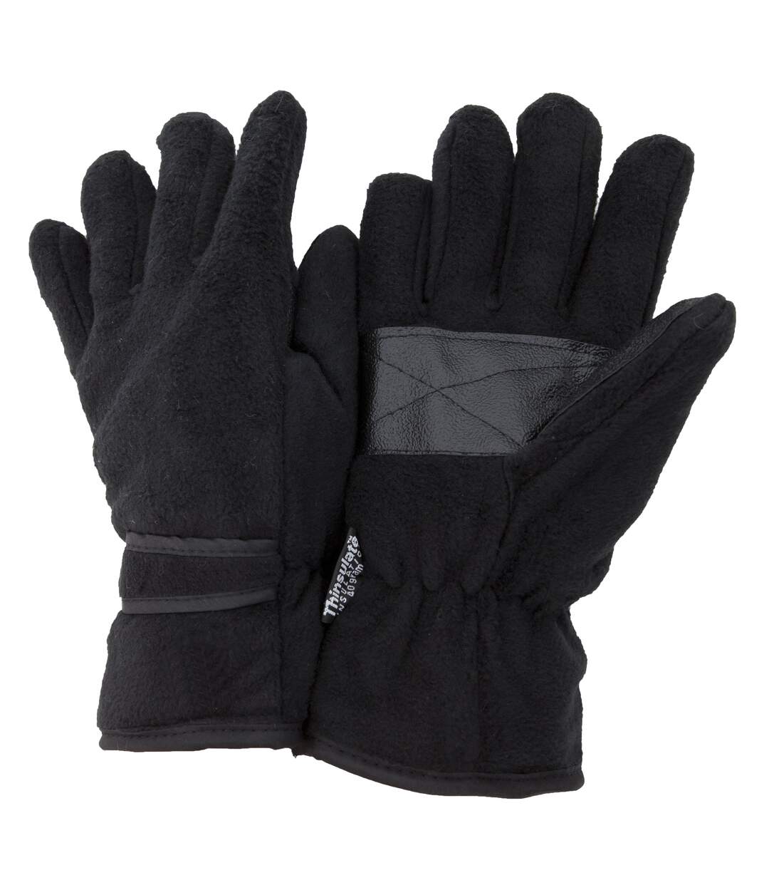 FLOSO Mens Thermal Fleece Gloves with Palm Grip (3M 40g) (Black) - UTGL127-2