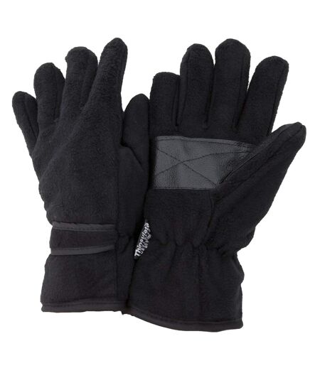 FLOSO Mens Thermal Fleece Gloves with Palm Grip (3M 40g) (Black)
