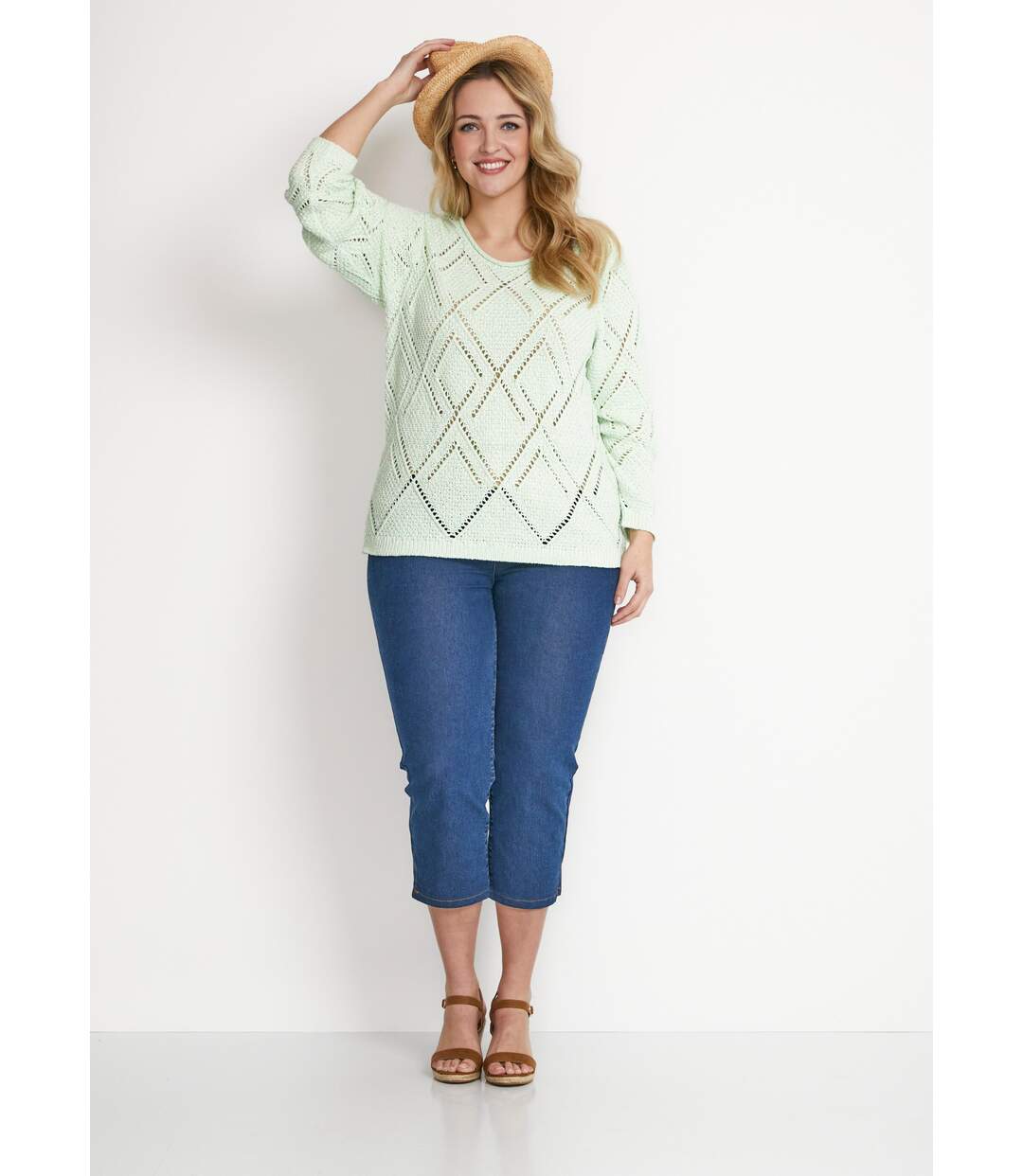 Pull maille moulinée ajourée-3
