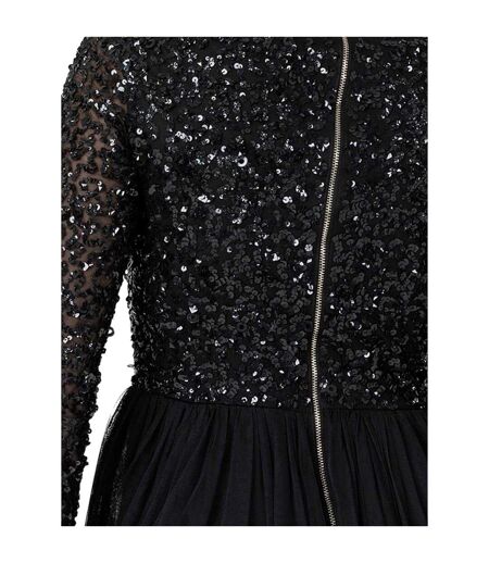 Blouse Manches Longues Motif/style Paillette Femme Noir Maya Deluxe