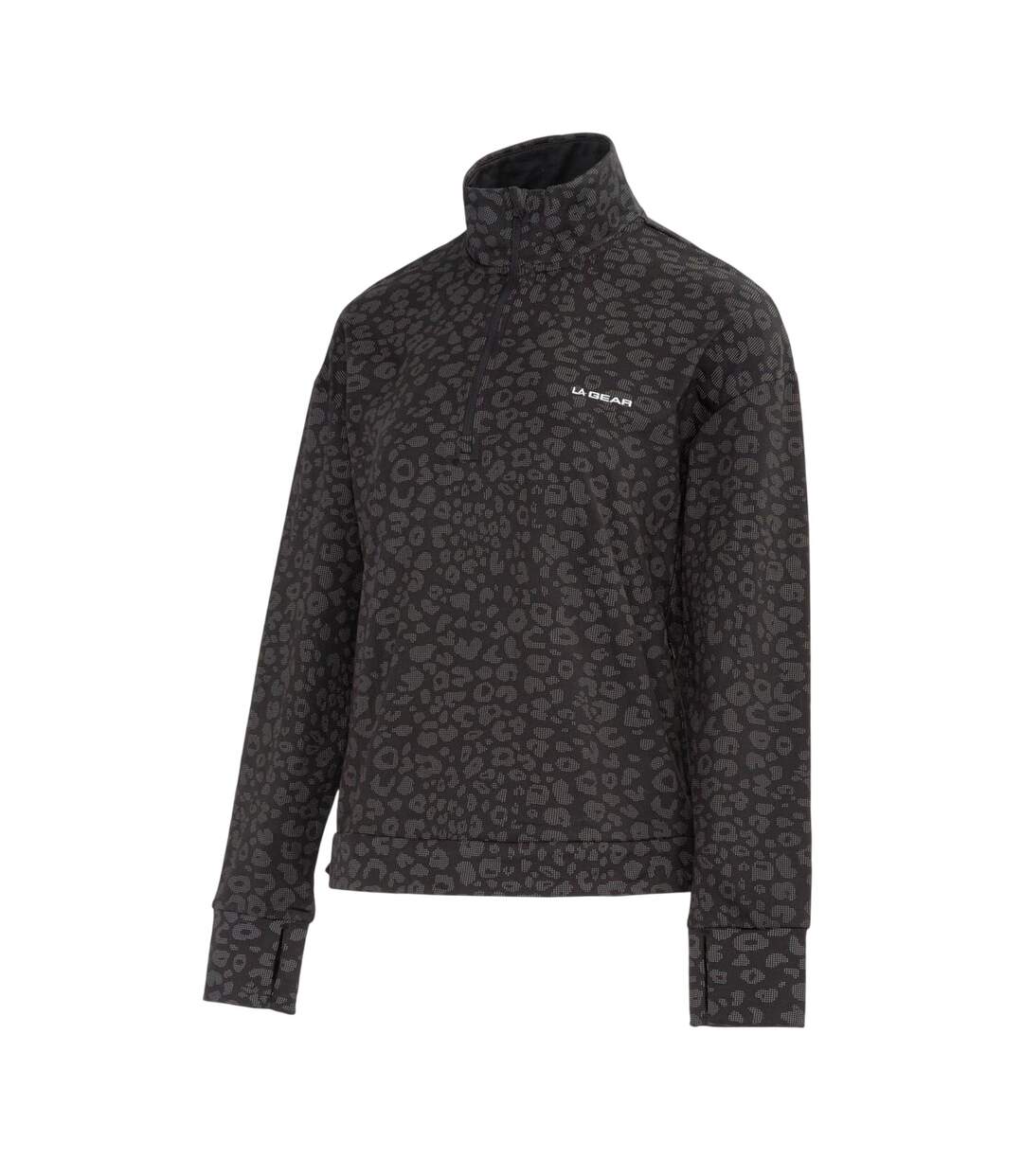 Womens/ladies Half Zip Sweatshirt Black LA Gear-3