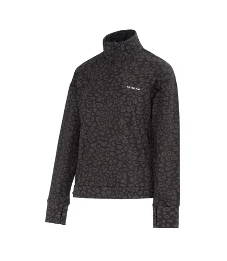 Womens/ladies Half Zip Sweatshirt Black LA Gear