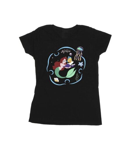 Disney T-shirt en coton Femme/Ladies La Petite Sirène lisant un livre (Noir) - UTBI26317
