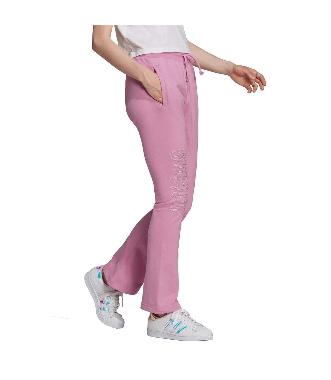 Pantalon De Survêtement Motif/style Strass Femme Rose Adidas-4