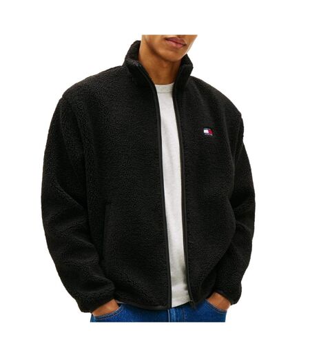 Veste en sherpa noir homme tommy hilfiger badge
