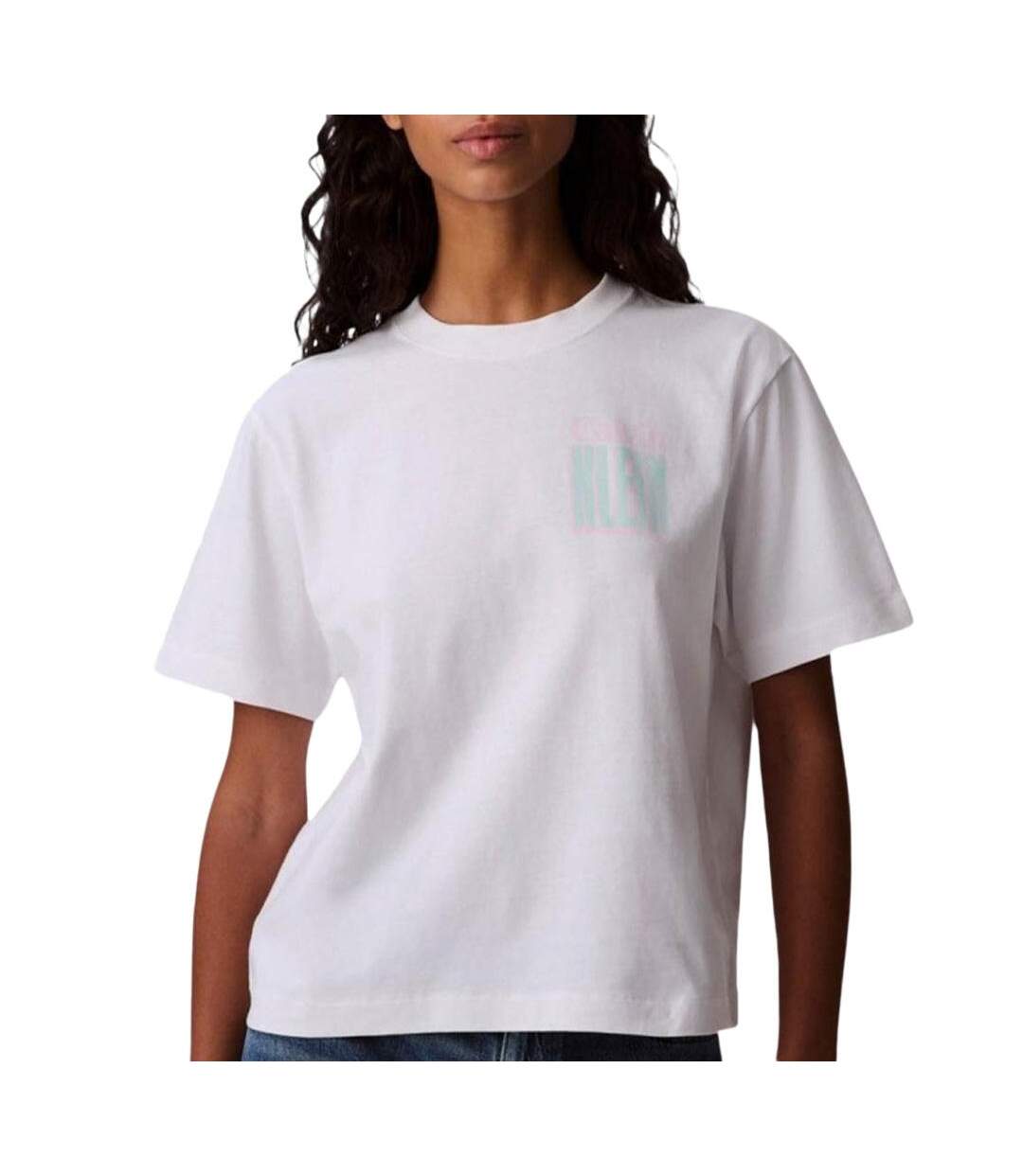 T-Shirt blanc femme calvin klein jeans boxy fit-1